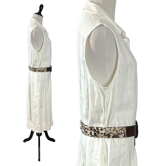 Polo Ralph Lauren White Linen Button Front Midi Shirt Dress Women’s Size 14 - Picture 3 of 8